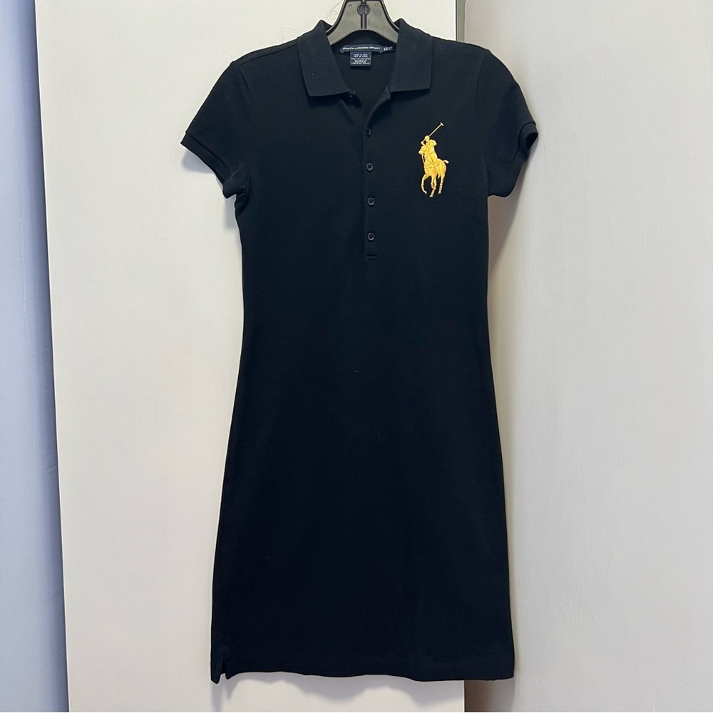 Ralph Lauren Black Dress with Gold Logo
